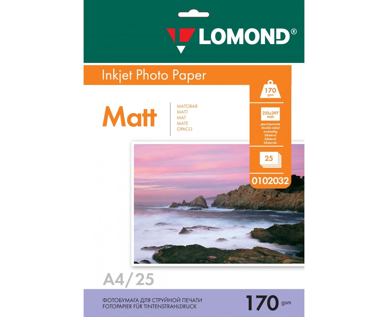 Фотобумага Lomond 0102032 A4/170г/м 2/25л./белый матовое/матовое для струйной печати