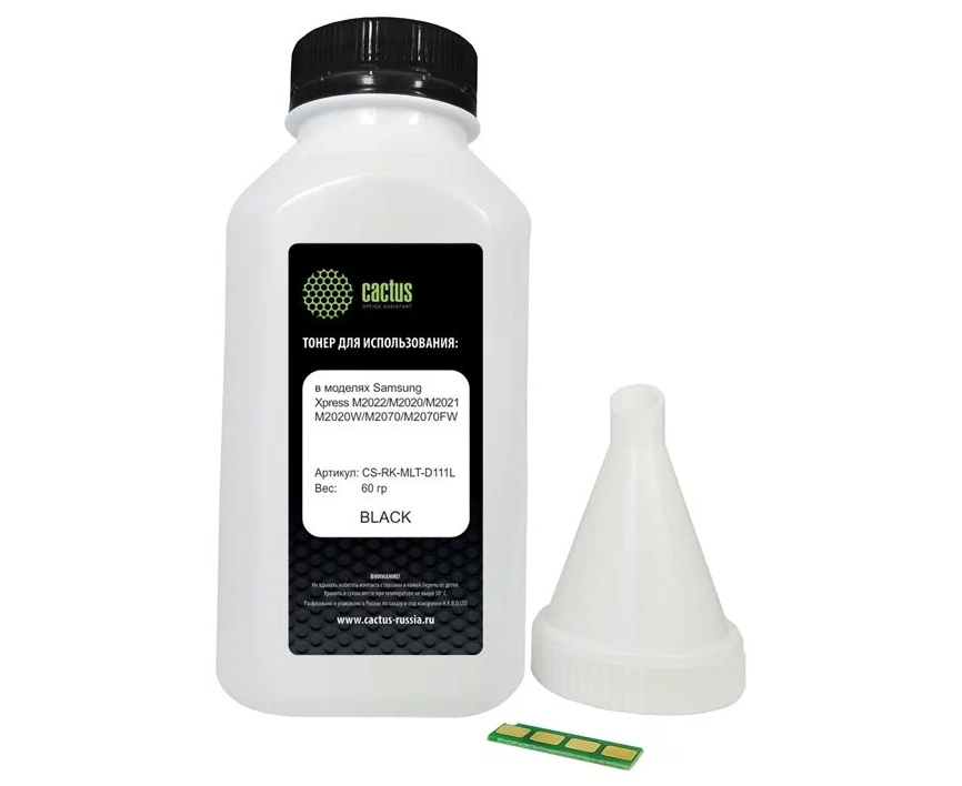 Тонер Cactus CS-RK-MLT-D111 L черный для Samsung Xpress M2022/M2020/M2021/M2020 W/M2070/M2070 FW (в компл.:чип)
