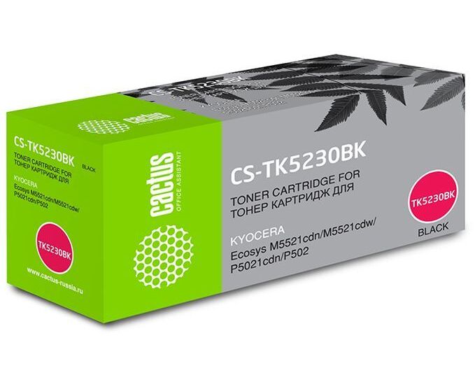 Тонер Картридж Cactus CS-TK5230 BK черный (2600стр.) для Kyocera Ecosys M5521cdn/M5521cdw/P5021cdn/P5021cdw
