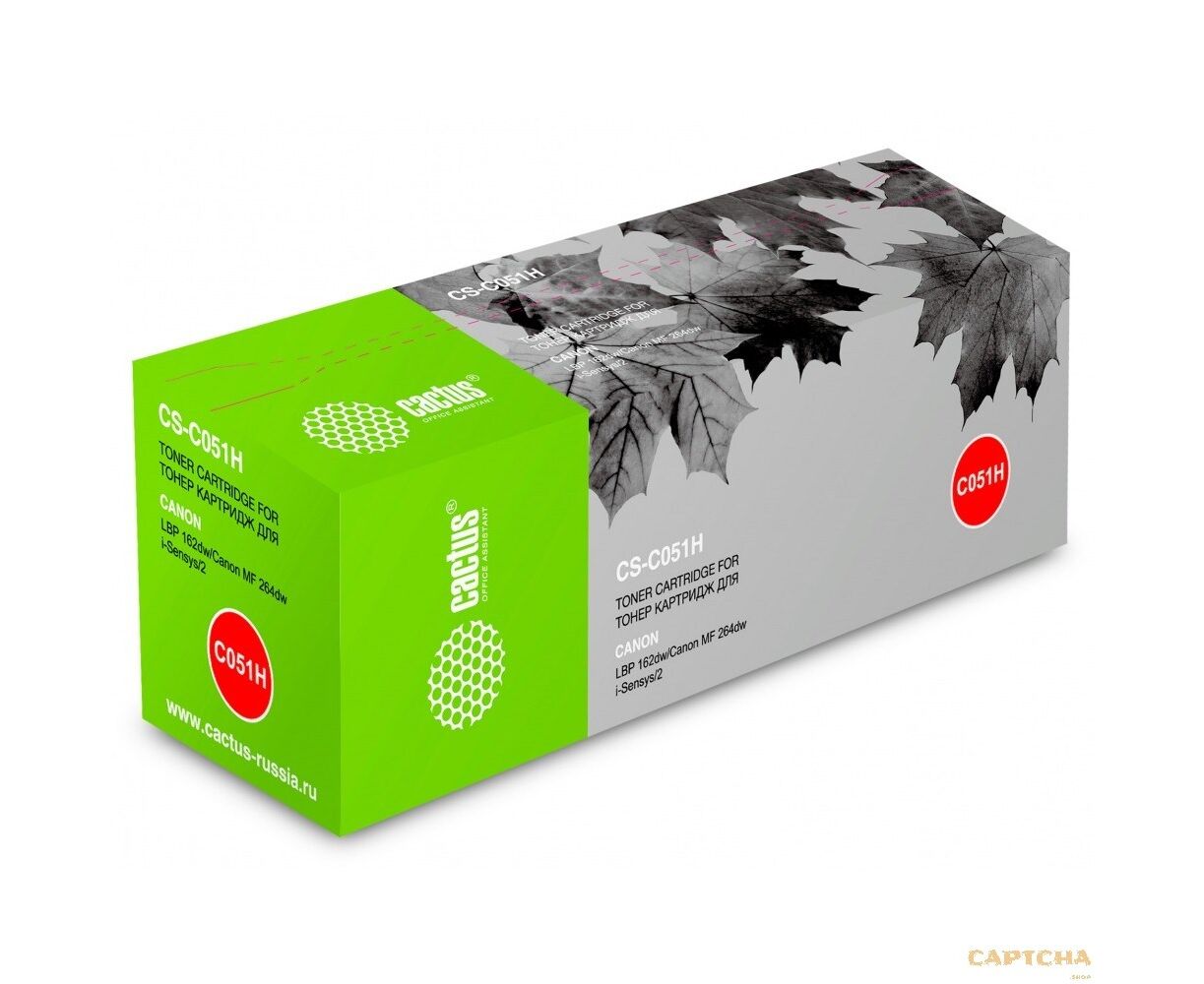 Тонер Картридж Cactus CS-C051 H черный (4100стр.) для Canon LBP 162dw/MF 264dw/267dw/269dw