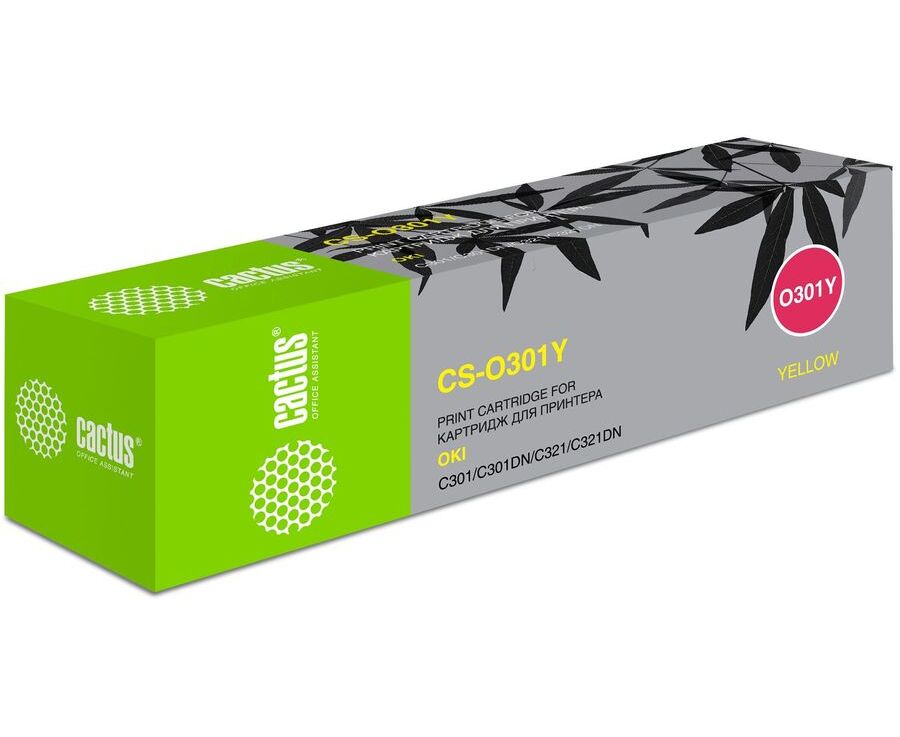 Тонер-картридж Cactus CS-O301 Y для OKI C301/321 жёлтый 1500 страниц