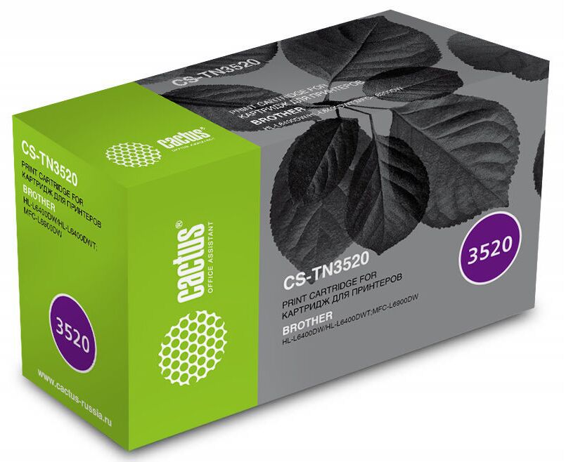 Тонер Картридж Cactus CS-TN3520 черный (20000стр.) для Brother HL L6400 DW/L6900 DW/L6900 DWT