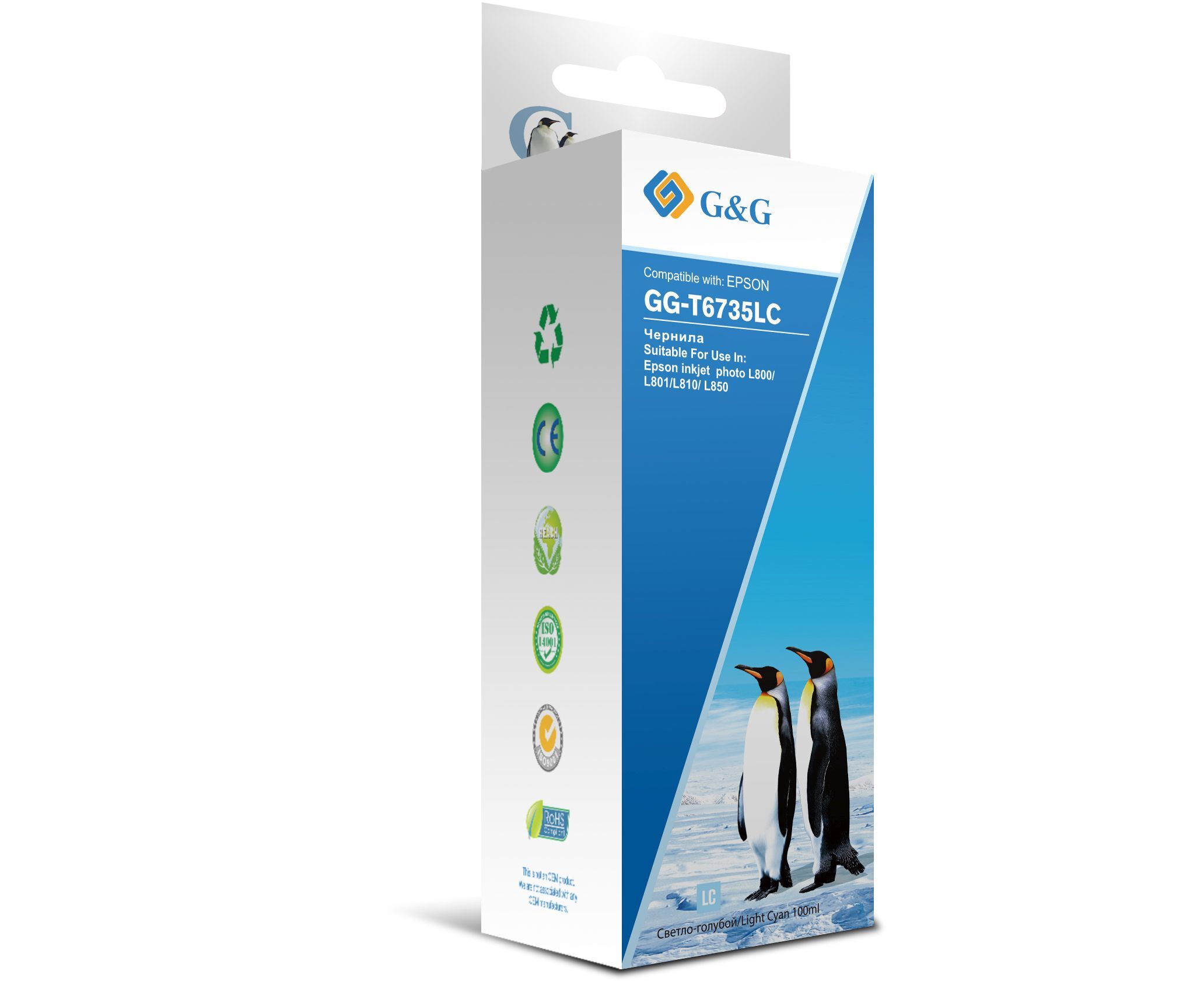 Чернила G&G GG-T6735 LC светло-голубой 100мл для Epson L800, L805, L810, L850