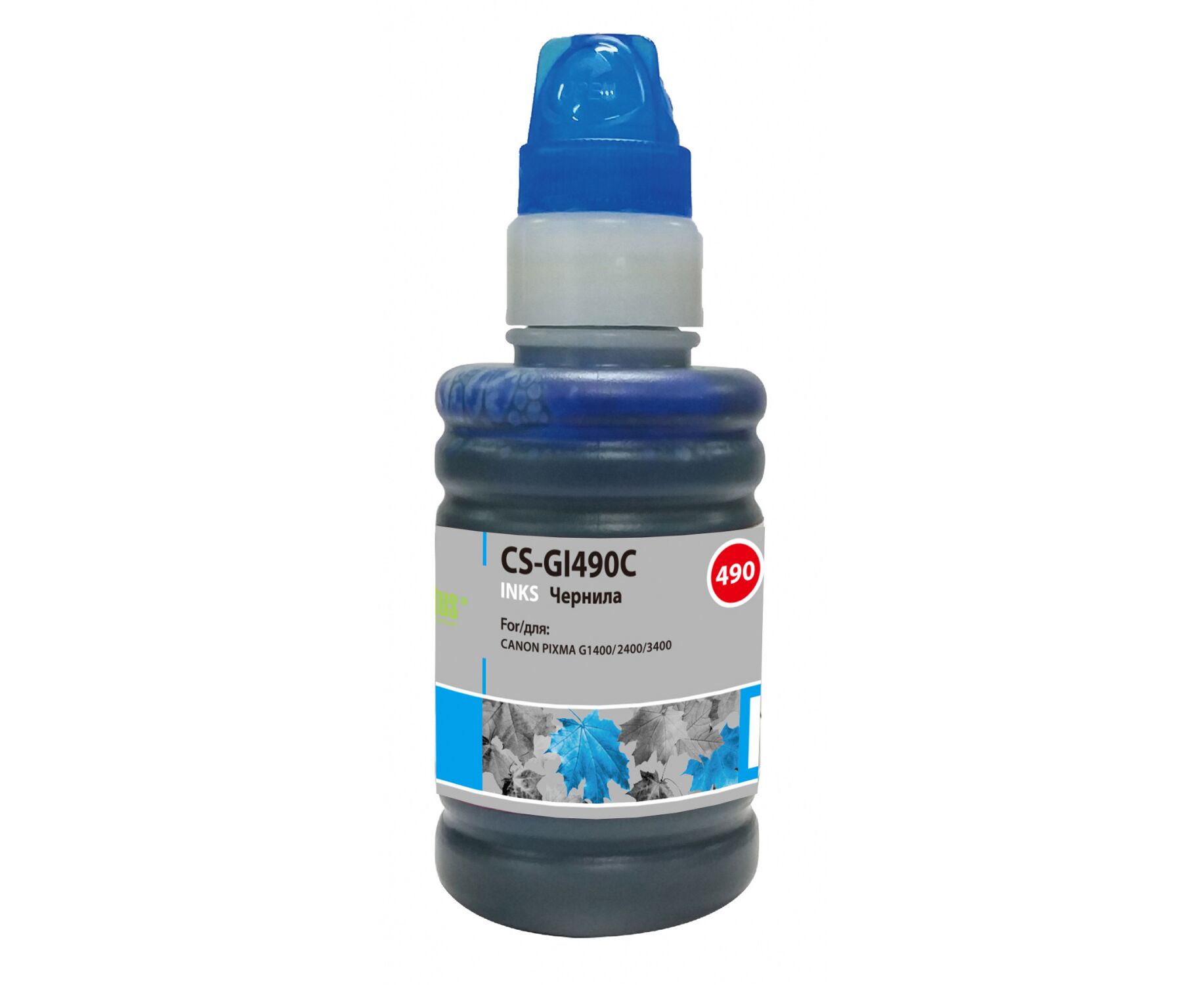 Чернила Cactus CS-GI490 C GI-490 голубой 100мл для Canon Pixma G1400/G2400/G3400
