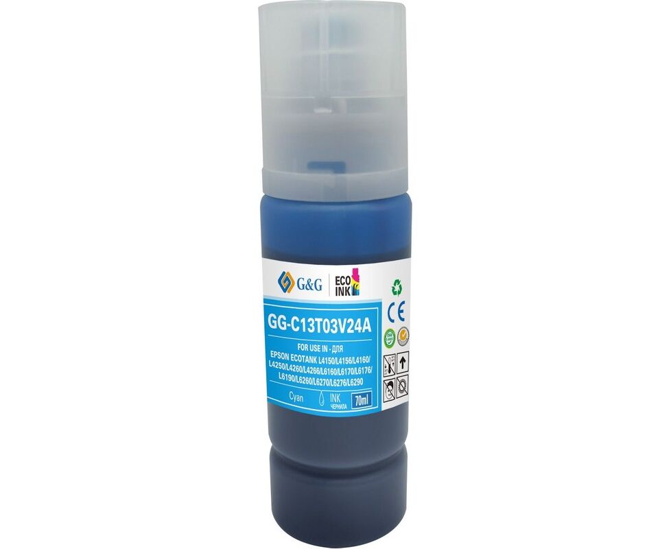 Чернила G&G GG-C13 T03 V24 A 101 C голубой 70мл для Epson L4150/L4160/L6160/L6170