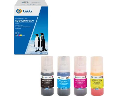 Чернила G&G GG-GI41 BKCMY-45ml*4 GI-41 голубой/пурпурный/желтый/черный набор 4x45мл для Canon PIXMA G1420/G2420/G2460/G3420/G3460