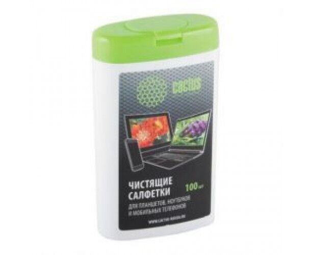 Салфетки Cactus CS-T1005 для планшетов и смартфонов малая туба 100шт влажных