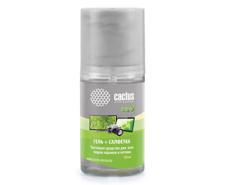 Чистящий набор (салфетка + гель) Cactus CS-S3004 E для экранов и оптики 1шт 18x18см 200мл
