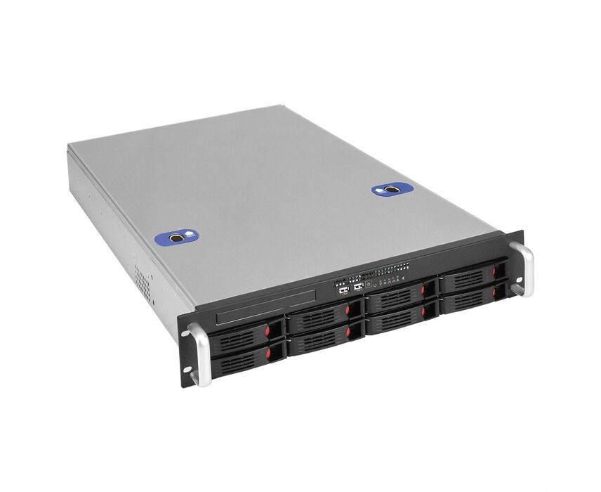 Корпус Exe Gate Pro 2 U660-HS08 EX292255 RUS RM 19", высота 2 U, глубина 660, без БП, 8x Hot Swap, USB