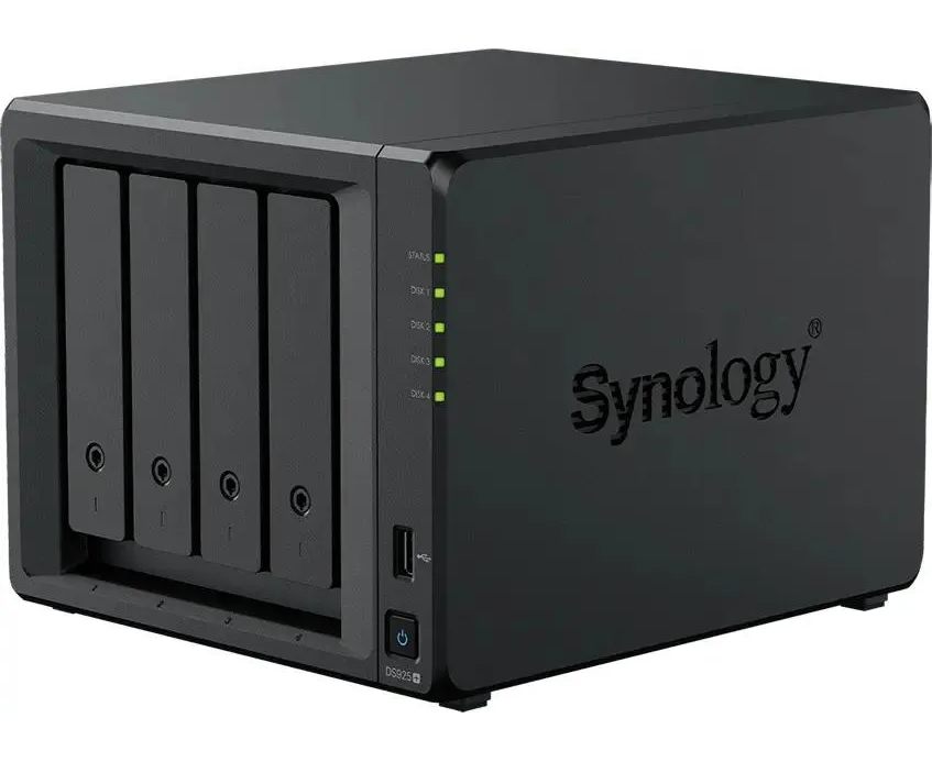 Сетевое хранилище Synology DS925+ (4x2.5"/3.5" SATA HDD/SSD, AMD Ryzen R1500 B/4x2.2 G Hz, 4 GB DDR4, 2x1 Гбит/с, 2x USB)