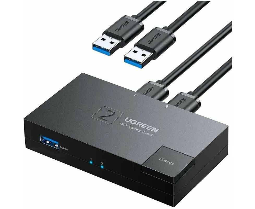 Переключатель UGREEN CM618 15149 USB 3.0 Sharing Switcher 2 In 1 Out Black