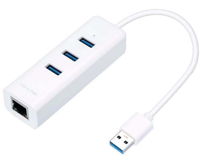 TP-LINK UE330, USB3.0 Сетевой адаптер, 1 Gbps, 1x RJ-45 и концентратор 3x USB3.0, чип RTL8153