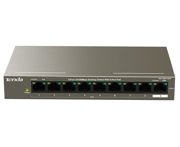 Коммутатор TENDA TEF1109 P-8-63 W 9 Port 10/100 M POE