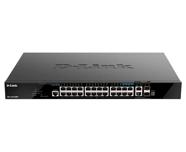 Коммутатор D-Link DGS-1520-28 MP (DGS-1520-28 MP/A1 A) 24 G 2x10 G 2 SFP+ 24 Po E+ 370 W управляемый