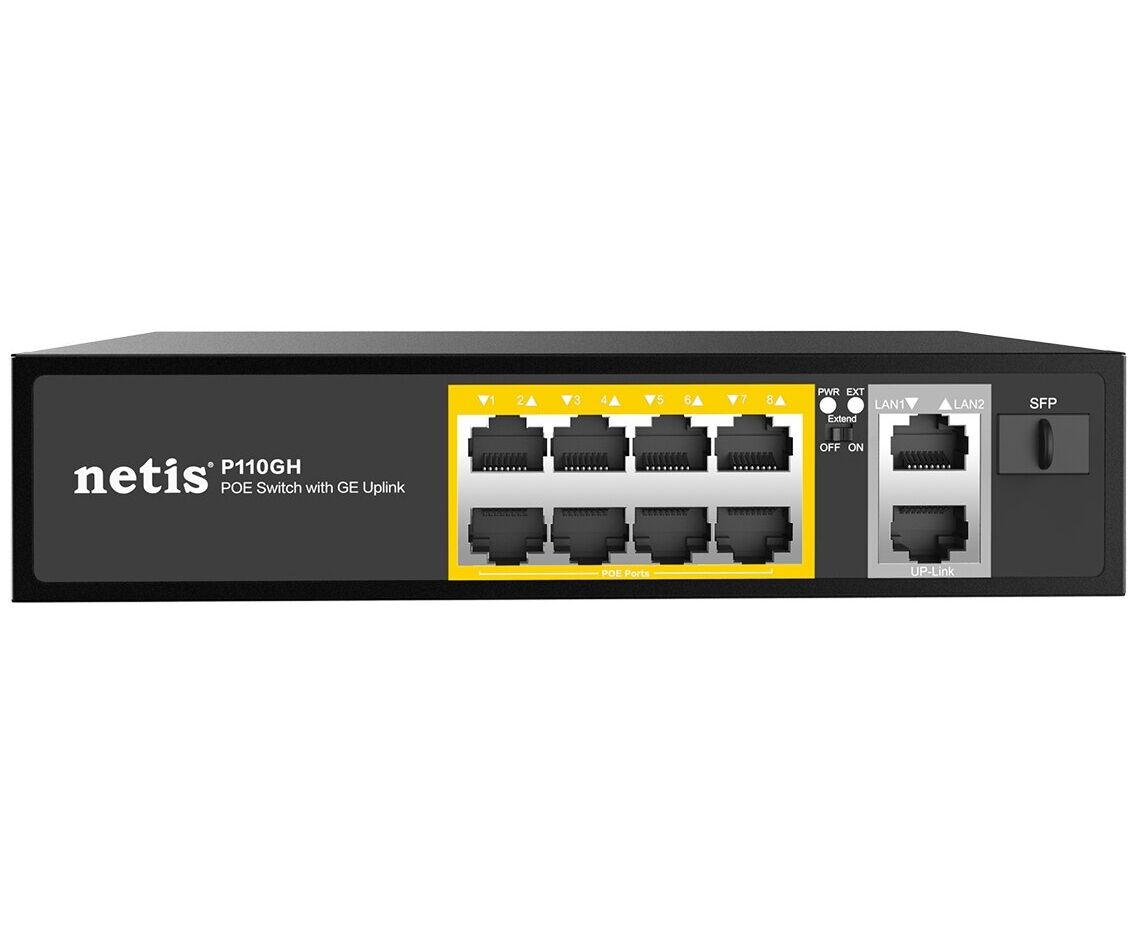 Коммутатор NETIS P110 GH 10/100 M 10 Port 8 POE+2 XGE+SFP