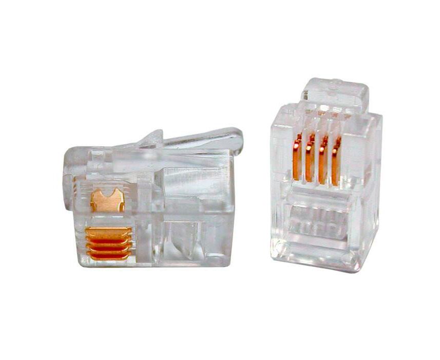 Коннектор LANMASTER (TWT-PL11-4 P4 C/100) телефонный RJ11, 4 P4 C, 100 шт.