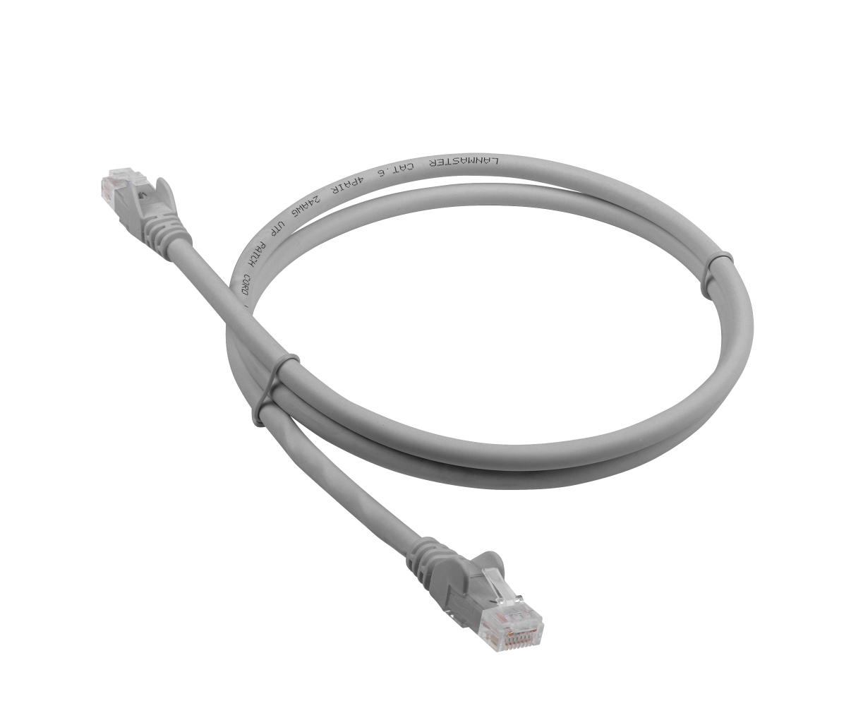 Патч-корд Lanmaster LAN-PC45/U6-2.0-GY вилка RJ-45-вилка RJ-45 кат.6 2м серый LSZH
