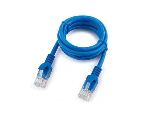 Патч-корд UTP5e, 1.5 м, литой, многожильный, биметалл CCA, 26 AWG, PVC, синий, CABLEXPERT PP12-1.5 M/B