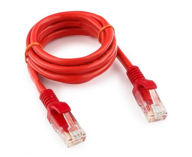 Патч-корд UTP5e, 1 м, литой, многожильный, биметалл CCA, 26 AWG, PVC, красный CABLEXPERT PP12-1 M/R