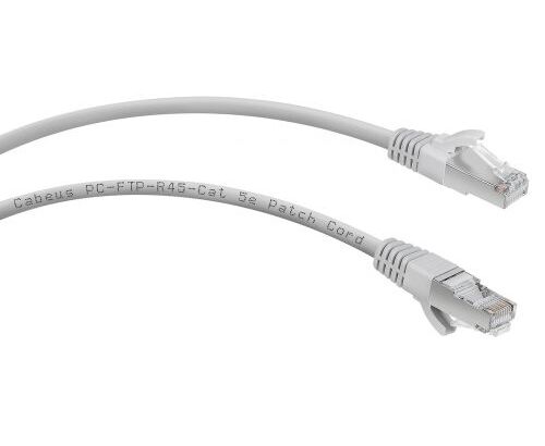 Патч-корд Cabeus (PC-FTP-RJ45-Cat.5e-3m) F/UTP, категория 5е, 2x RJ45/8p8c, экранированный, серый, PVC, 3м