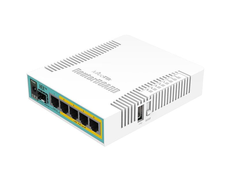 Mikro Tik RB960 PGS h EX Po E(без Wi Fi) 5x Ethernet, 1х SFP, раздача Po E h EX Po E with 800 M Hz CPU, 128 MB RAM, 5x Gigabit LAN (four with Po E out), USB, Router OS L4, plastic case and PSU