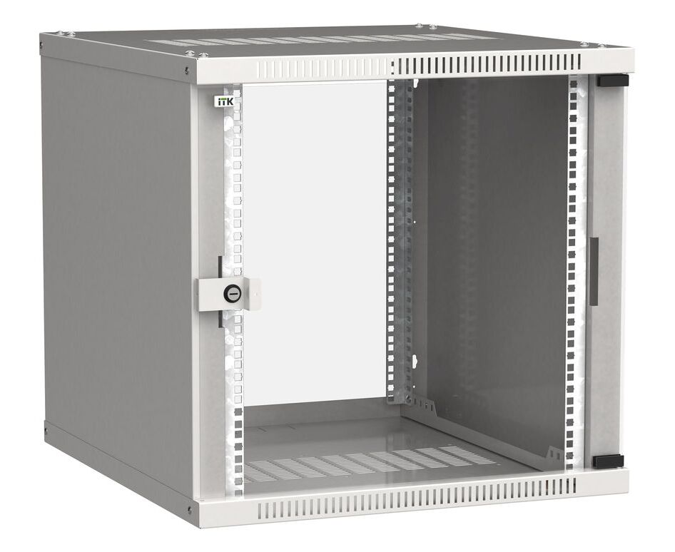 Шкаф коммутационный ITK Linea WE (LWE3-12 U66-GF) настенный 12 U 600x600мм пер.дв.стекл серый стал