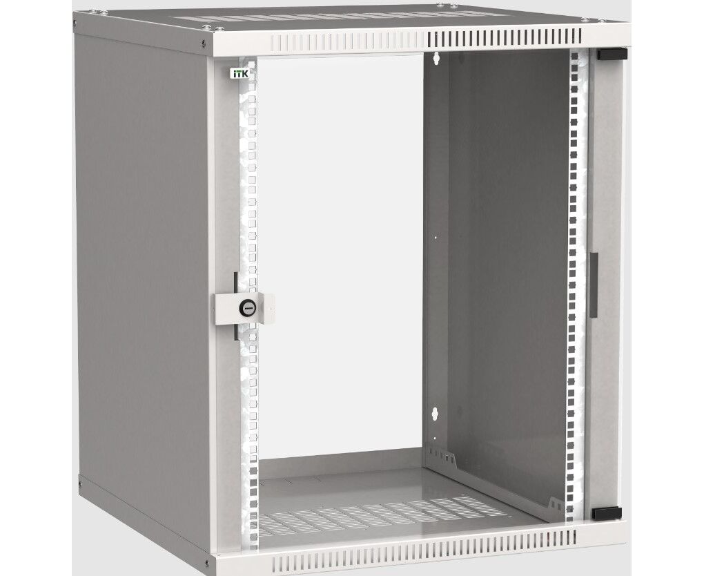 Шкаф коммутационный ITK Linea WE (LWE3-15 U66-GF) настенный 15 U 600x600мм пер.дв.стекл серый