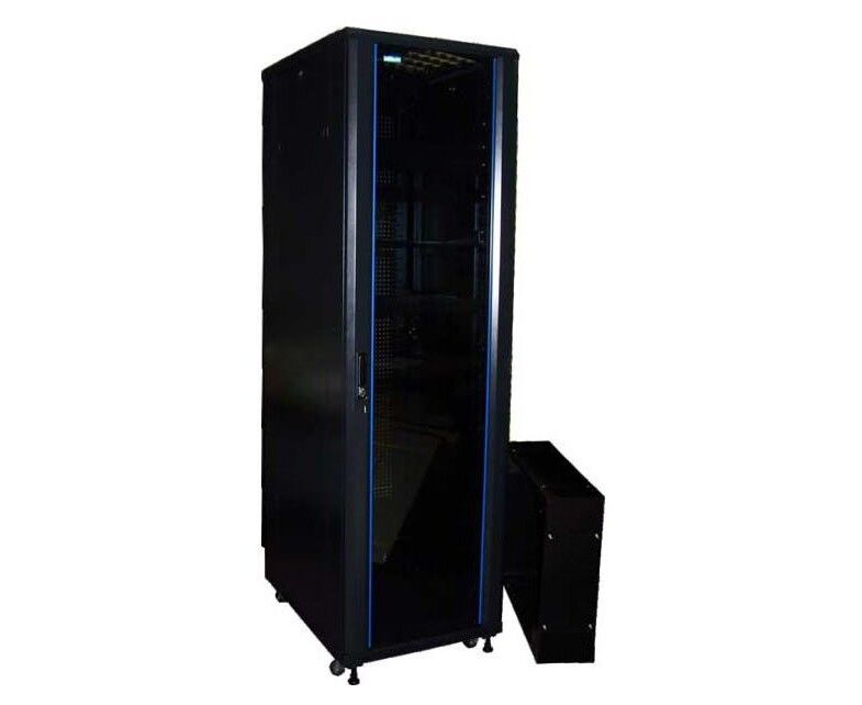 Шкаф коммутационный Lanmaster Business (TWT-CBB-27 U-6 X8-G1) напольный 27 U 600x800мм пер.дв.стекл черный