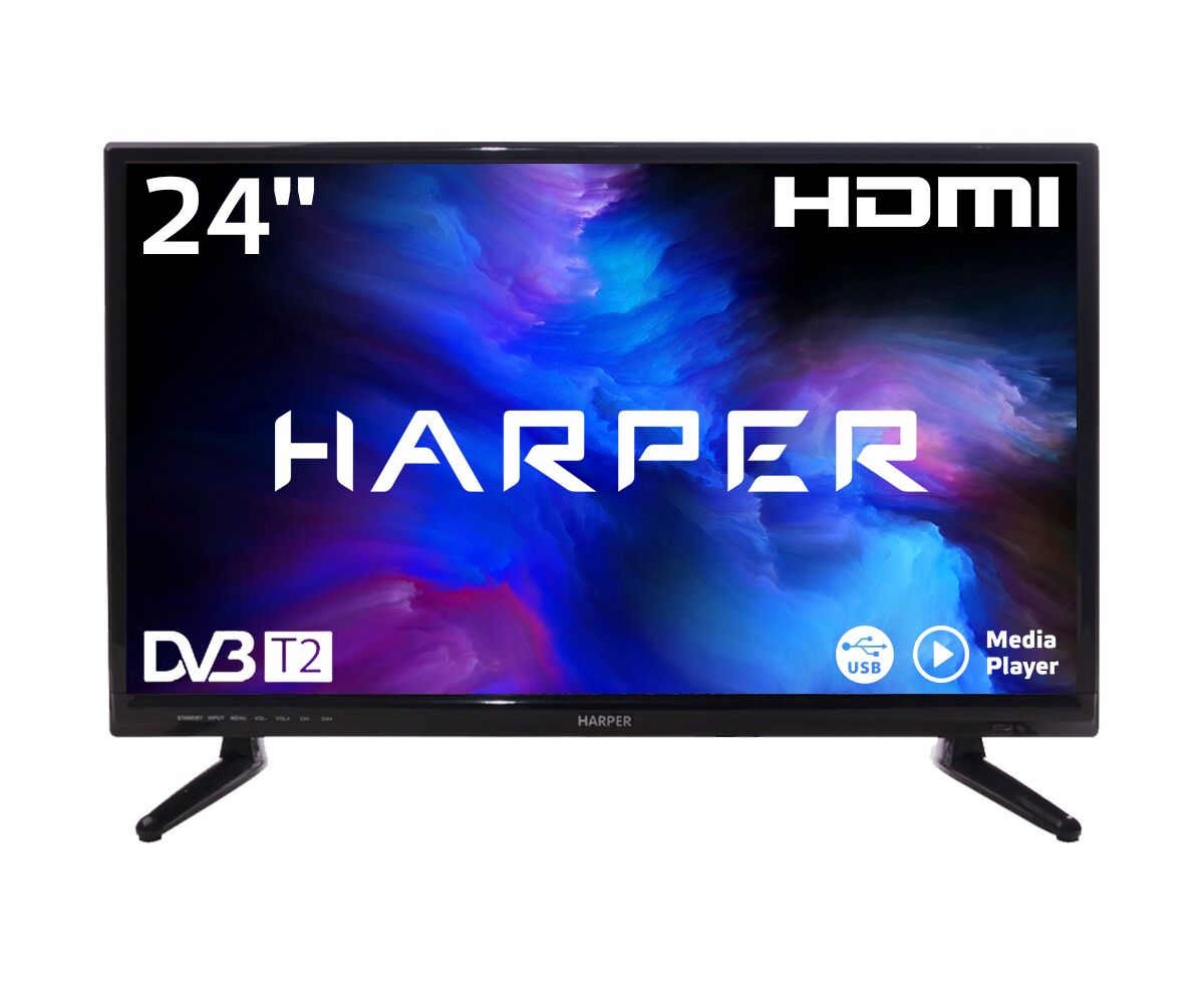 24" Телевизор Harper 24 R470 T чёрный 1366x768, HD READY, 50 Гц