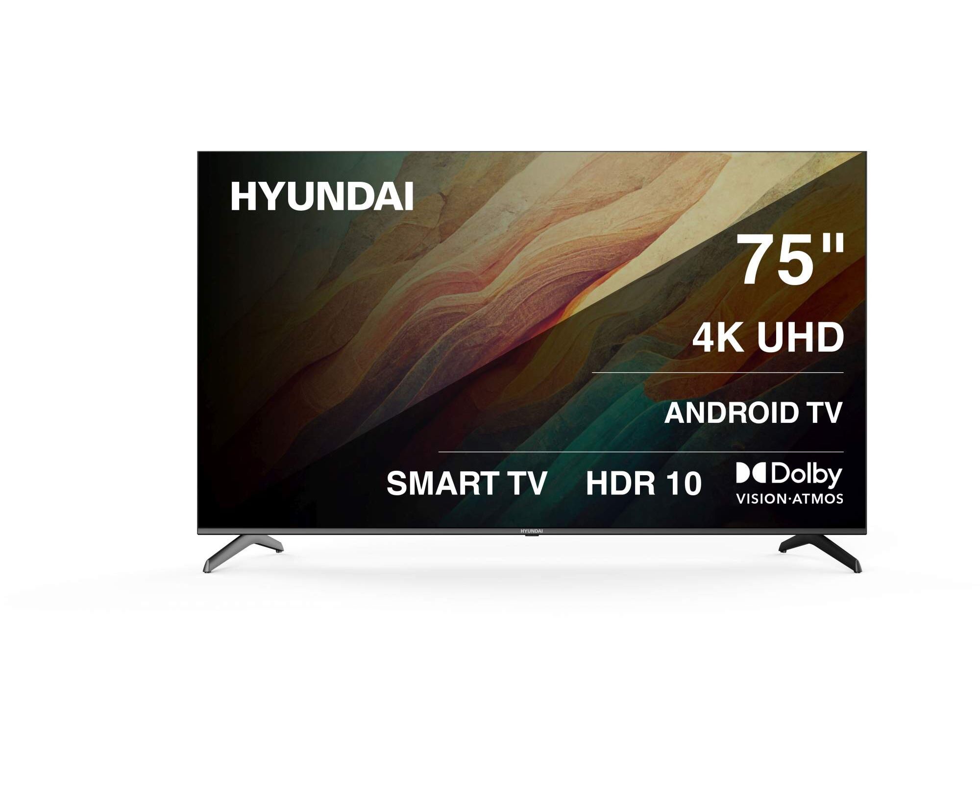 75" Телевизор Hyundai H-LED75 BU7009 черный 3840x2160, 4 K Ultra HD, 60 Гц, Wi-Fi, Smart TV, Android TV