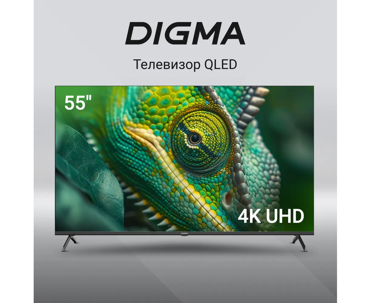 55" Телевизор Digma DM-LED55 UQB31 черный QLED 3840x2160, 4 K Ultra HD, 60 Гц, Wi-Fi, Smart TV, Google TV