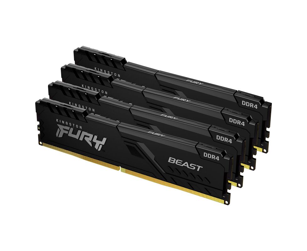 ОЗУ Kingston 64 GB 3200 M Hz DDR4 CL16 DIMM (Kit of 4) 1 Gx8 Fury Beast Black KF432 C16 BB1 K4/64