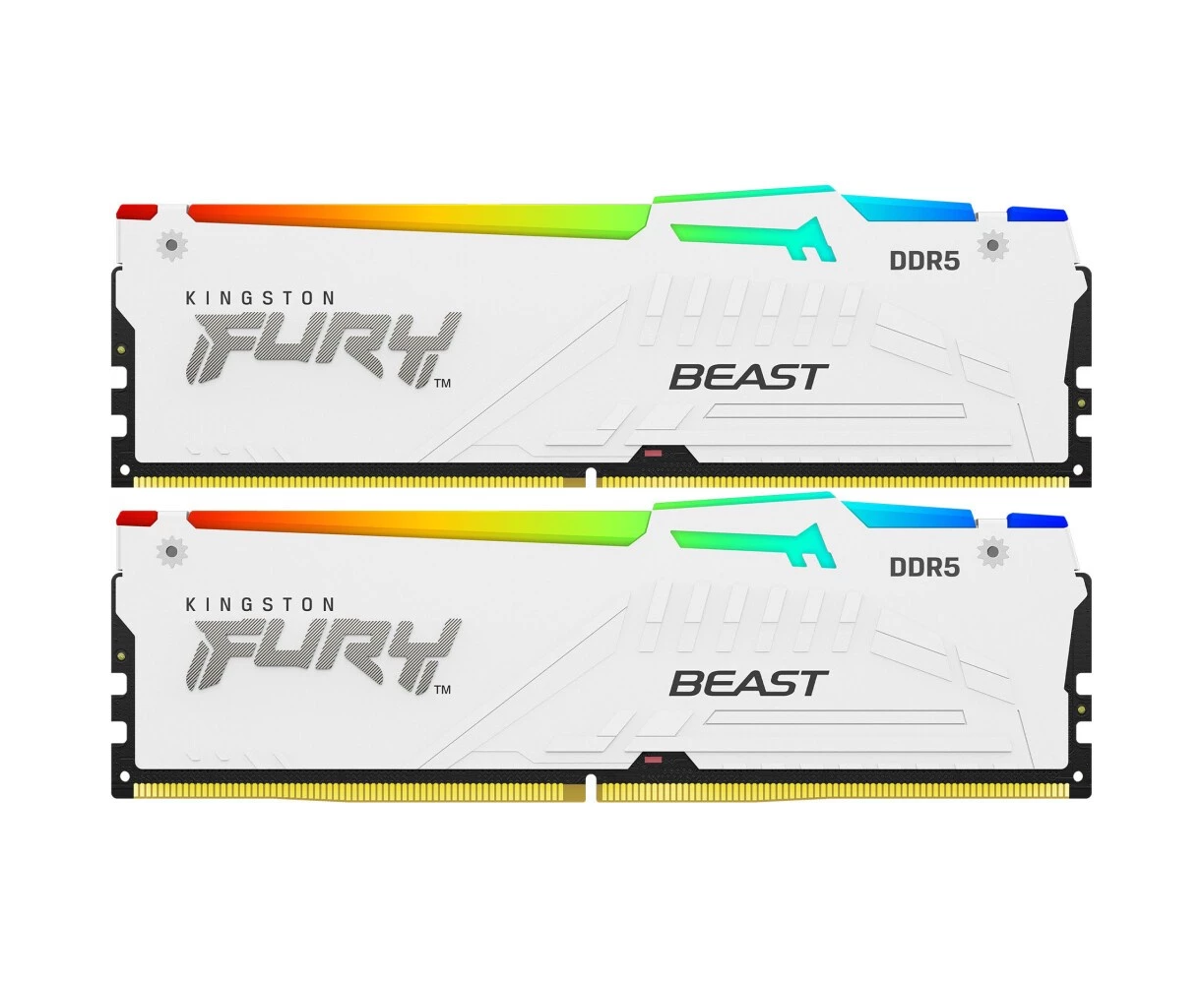 ОЗУ Kingston Fury Beast White RGB KF560 C36 BWE2 AK2-32 32 GB 6000 Mhz DDR5 CL36 K2 kit 2*16 CL36
