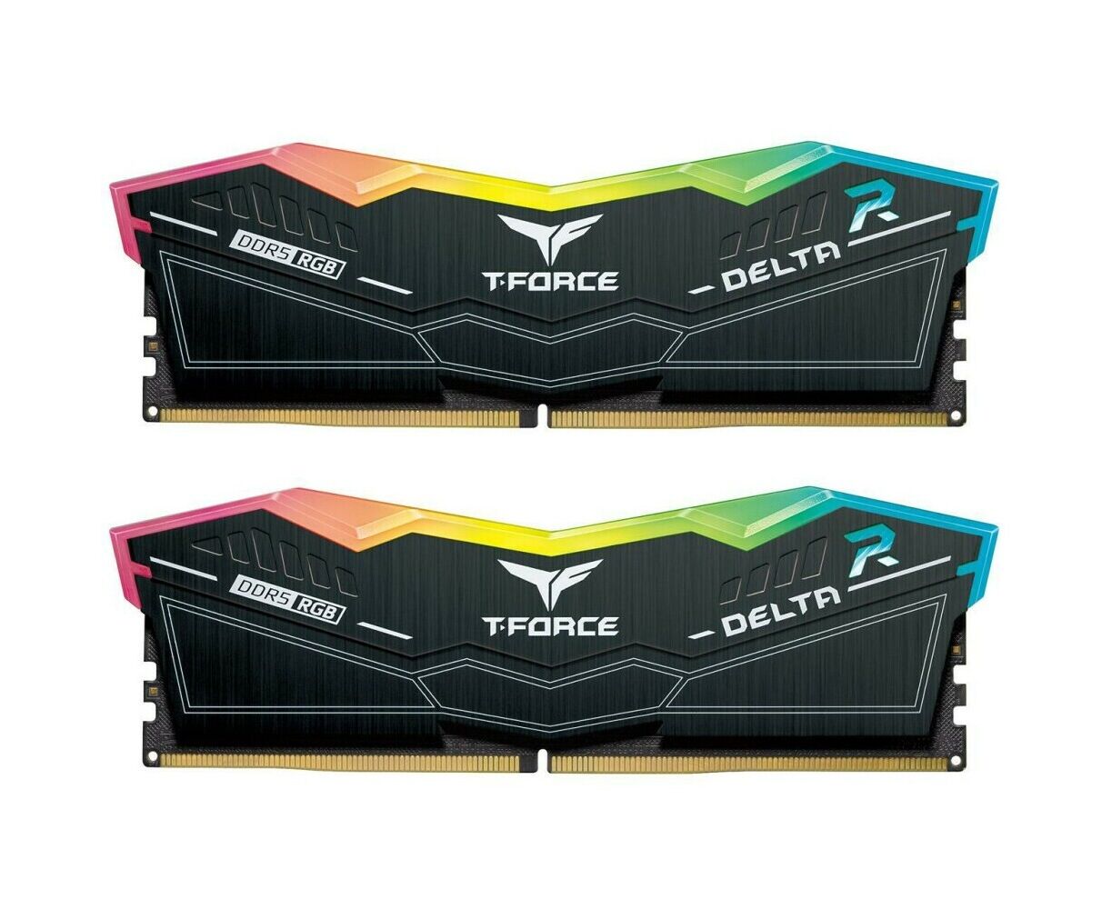 ОЗУ Team Group T-Force Delta RGB Black Gaming Memory FF3 D532 G7200 HC34 ADC01 32 GB DDR5 7200 DIMM UD-D5 16 G Bx2 CL34-42-42-84 1.4 V