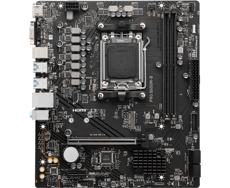 MB s AM5 MSI PRO B650 M-B, 2x DDR5,1 PCI-Ex16,1 PCI-Ex1,1 M.2,4 SATA3,6 USB3.2 Gen1,6 USB2.0,HD Audio