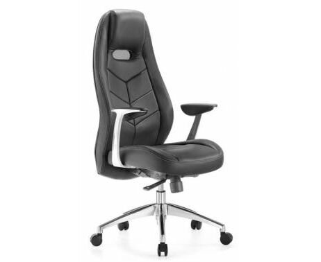 Кресло руководителя Бюрократ _Zen/Black, черное, кожа, крестовина алюминий