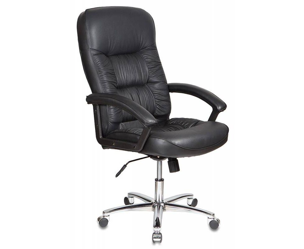 Кресло руководителя Бюрократ T-9908 AXSN-AB черный кожа крестовина хром