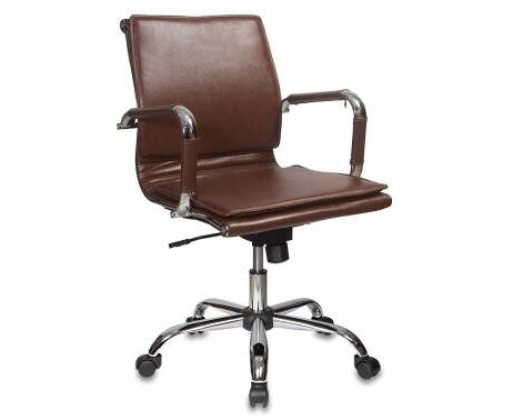 Кресло руководителя Бюрократ CH-993-LOW/BROWN низкая спинка коричневый искусственная кожа крестовина хром